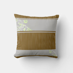 Bruin en Blauw Striped Floral Print Kussen