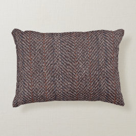 Bruin en Blauw Tweed Afbeelding Accent Kussen