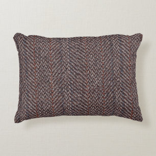 Bruin en Blauw Tweed Afbeelding Accent Kussen