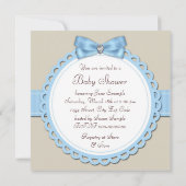 Bruin en Blauw Voetafdruk Baby shower Kaart (Achterkant)