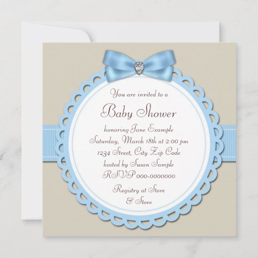 Bruin en Blauw Voetafdruk Baby shower Kaart (Achterkant)