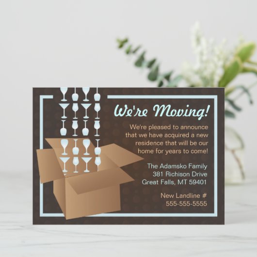 Bruin en blauw We verplaatsen de aankondiging van (Staand voorkant)