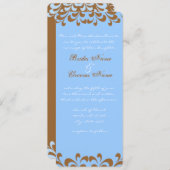 Bruin en Blauw wervelt bruiloft uitnodiging (Voorkant / Achterkant)