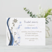 Bruin- en blauwe bloemencharm-uitnodiging kaart (Staand voorkant)