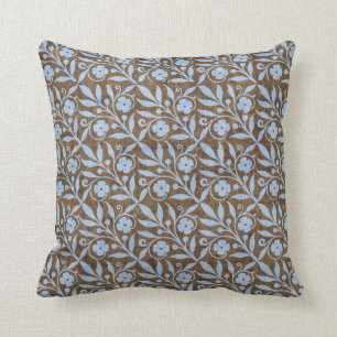 Bruin en Blauwe Floral Kussen