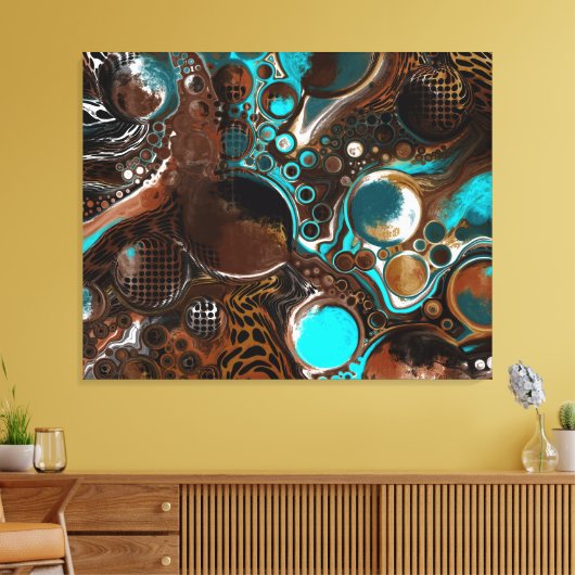 Bruin en blauwe marmer blauw canvas afdruk (Insitu (Woonkamer))