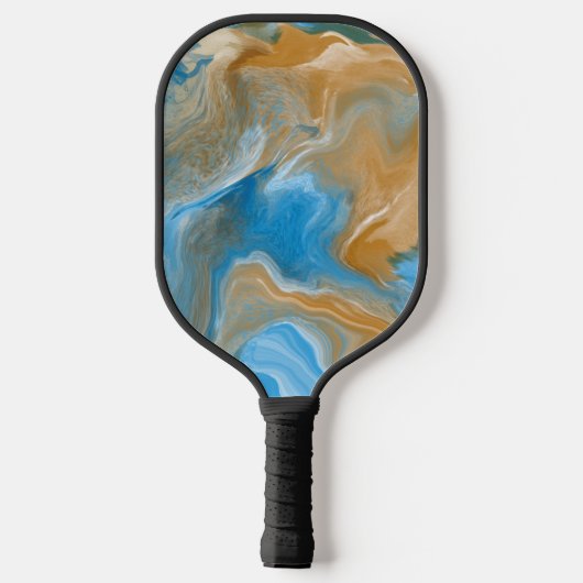 Bruin en blauwe marmer pickleball paddle (Achterkant)