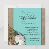 Bruin en Blauwgroen blauw etnisch Baby shower Kaart (Achterkant)