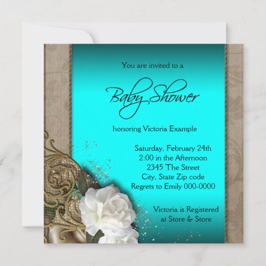 Bruin en Blauwgroen Blauw Etnische Baby Meisje Dou Kaart (Achterkant)