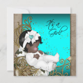 Bruin en Blauwgroen Blauw Etnische Baby Meisje Dou Kaart (Voorkant)