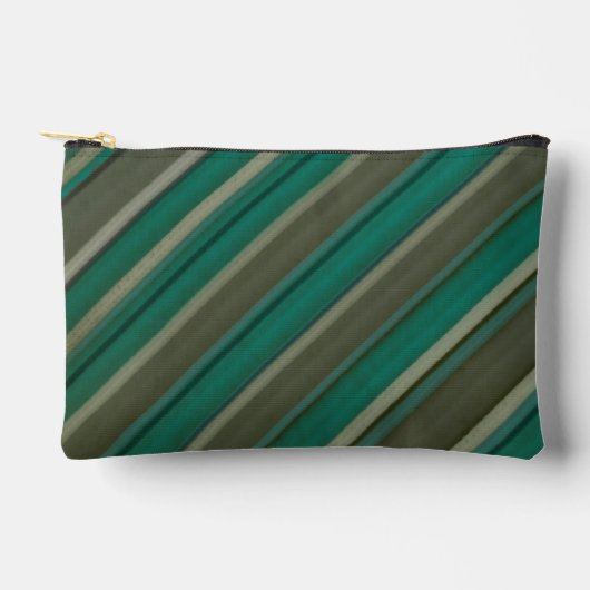 Bruin en Blauwgroen gestreept klein accessoirezakj Etui (Voorkant)