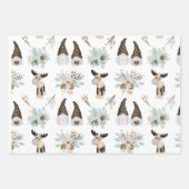 Bruin en Blauwgroen gnome | Kerstfeestdag Inpakpapier Vel (Voorkant)