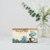  bruin en Blauwgroen koffiewinkelcafé Visitekaartje (Staand voorkant)