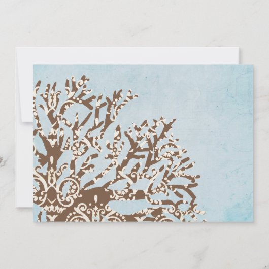 Bruin en Blauwgroen koraalrif - bruiloft Kaart (Achterkant)