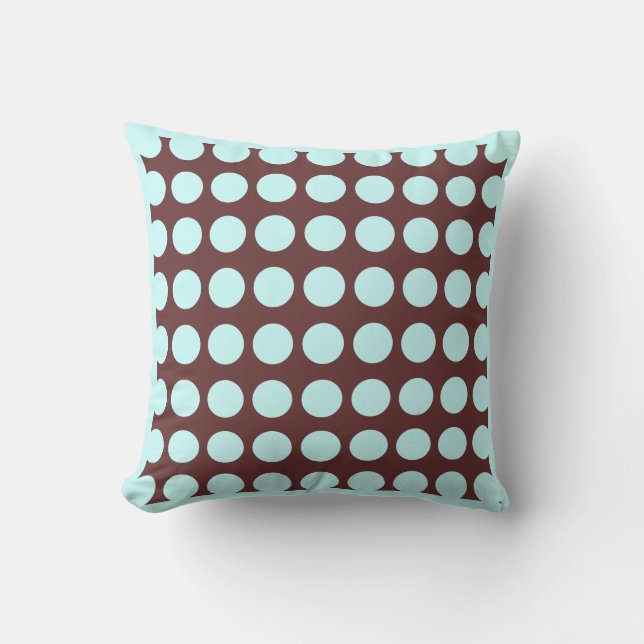 Bruin en blauwgroen modern kussen polka dot (Voorkant)