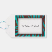 Bruin en Blauwgroen Zebra Pattern Dank je Cadeaulabel (Achterkant Horizontaal)