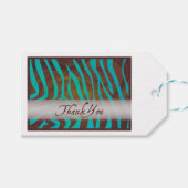 Bruin en Blauwgroen Zebra Pattern Dank je Cadeaulabel (Voorkant (Horizontaal))