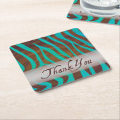 Bruin en Blauwgroen Zebra Pattern Dank je Kartonnen Onderzetters (Schuin)