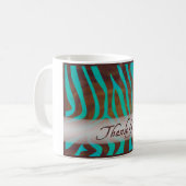 Bruin en Blauwgroen Zebra Pattern Dank je Koffiemok (Voorkant links)