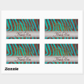 Bruin en Blauwgroen Zebra Pattern Dank je Rechthoekige Sticker (Vel)
