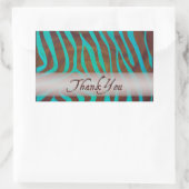 Bruin en Blauwgroen Zebra Pattern Dank je Rechthoekige Sticker (Tas)