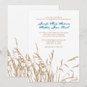 Bruin en Blauwgroen Zee Grass Beach Wedding Kaart (Voorkant / Achterkant)