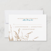 Bruin en Blauwgroen Zee Grass Beach Wedding rsvp (Voorkant)