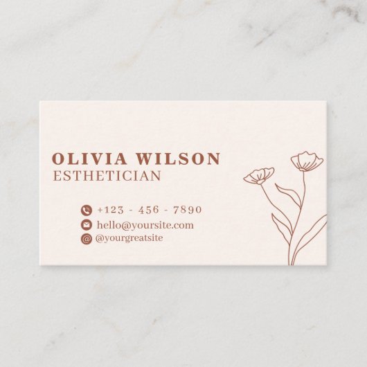 Bruin en Bleek Geel Esthetisch Modern Esthetisch Visitekaartje (Voorkant)