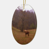 Bruin en blond paard in een veld keramisch ornament (Links)