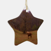 Bruin en blond paard in een veld keramisch ornament (Rechts)