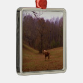 Bruin en blond paard in een veld metalen ornament (Rechts)