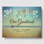 Bruin en Blue Ombre Wedding Guestbook Gastenboek (Voorkant)