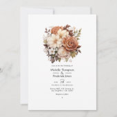 Bruin en Blush Bloemen Zomer Bruiloft Kaart (Voorkant)