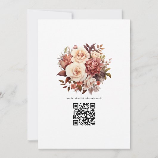 Bruin en Blush Bloemen Zomer Bruiloft Kaart (Achterkant)