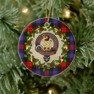 Bruin- en bruinsklan badge & Tartan - persoonlijke Keramisch Ornament
