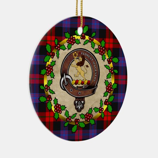 Bruin- en bruinsklan badge & Tartan - persoonlijke Keramisch Ornament (Rechts)