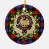 Bruin- en bruinsklan badge & Tartan - persoonlijke Keramisch Ornament (Voorkant)