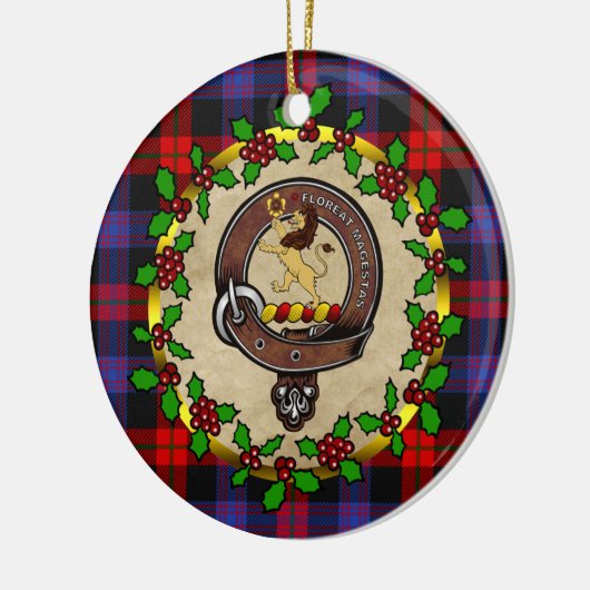 Bruin- en bruinsklan badge & Tartan - persoonlijke Keramisch Ornament (Links)