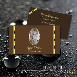 Bruin en Chic Gold Decor met Foto Professional Visitekaartje