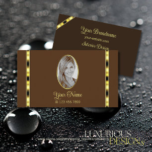 Bruin en Chic Gold Decor met Foto Professional Visitekaartje