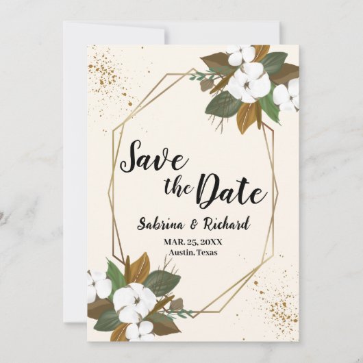 Bruin En Crème Bloem Bruiloft Save The Date Kaart (Voorkant)