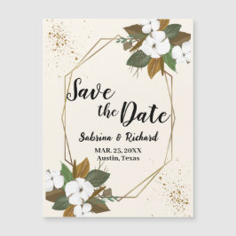 Bruin en crème bloemenbruiloft save the date