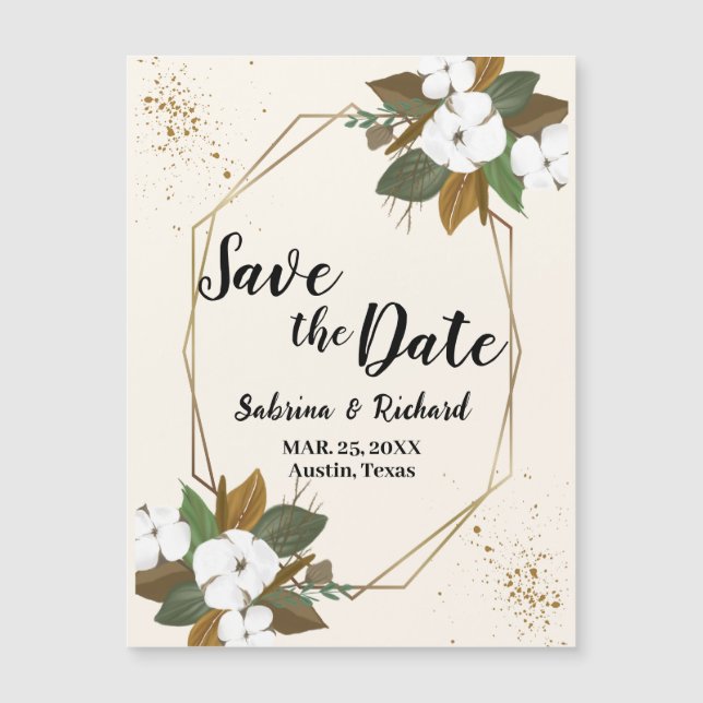 Bruin en crème bloemenbruiloft save the date (Voorkant)