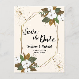 Bruin en crème bloemenbruiloft save the date briefkaart