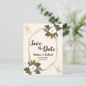Bruin en crème bloemenbruiloft save the date briefkaart (Staand voorkant)