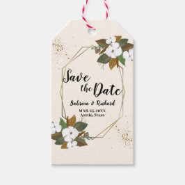 Bruin en crème bloemenbruiloft save the date cadeaulabel
