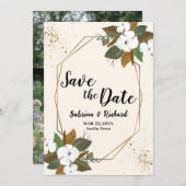 Bruin en crème bloemenbruiloft save the date kaart (Voorkant / Achterkant)