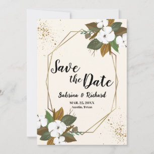 Bruin en crème bloemenbruiloft save the date kaart