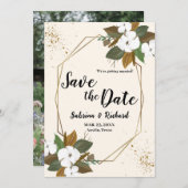 Bruin en crème bloemenbruiloft save the date kaart (Voorkant / Achterkant)