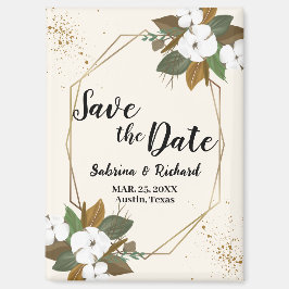 Bruin en crème bloemenbruiloft save the date magneet